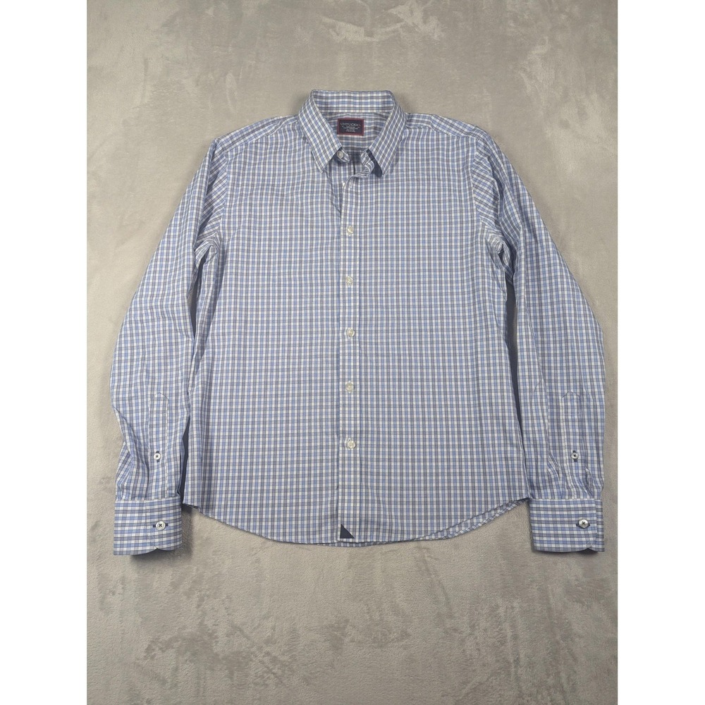 UNTUCKit Shirt Mens Medium Blue Check Durif WF Slim Fit Button Up Wrinkle Free